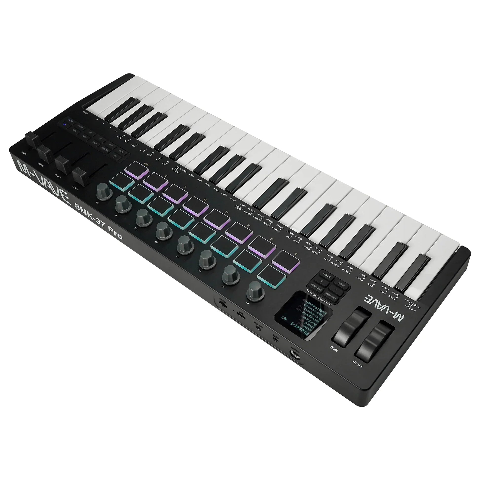 Black m-audio smk-37 pro usb midi controller with 37 keys rgb pads and knobs supports software for music production