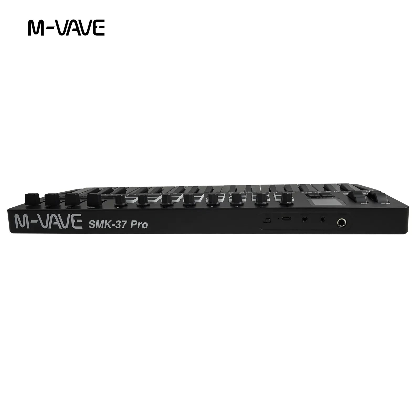 Black m-vave smk-37 pro usb midi controller with 37 keys 16 rgb pads and 8 knobs supports software operation