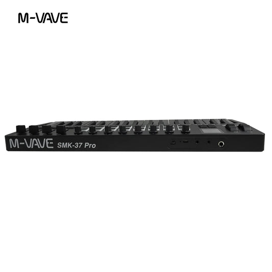 Black m-vave smk-37 pro usb midi controller with 37 keys 16 rgb pads and 8 knobs supports software operation