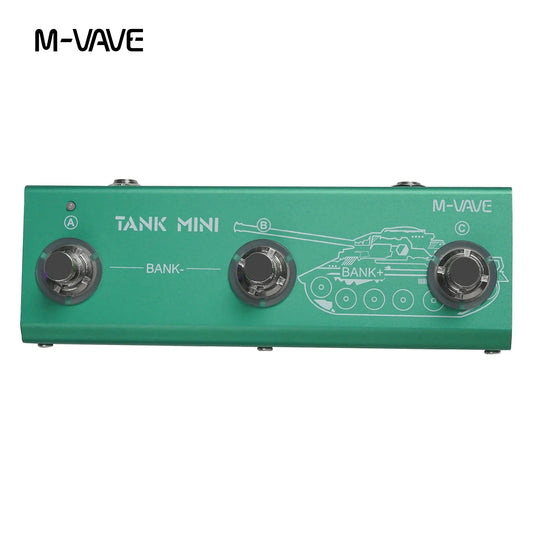 M-vave tank mini effect guitar pedal in vibrant green metallic finish with otg recording and built-in cab amp effects