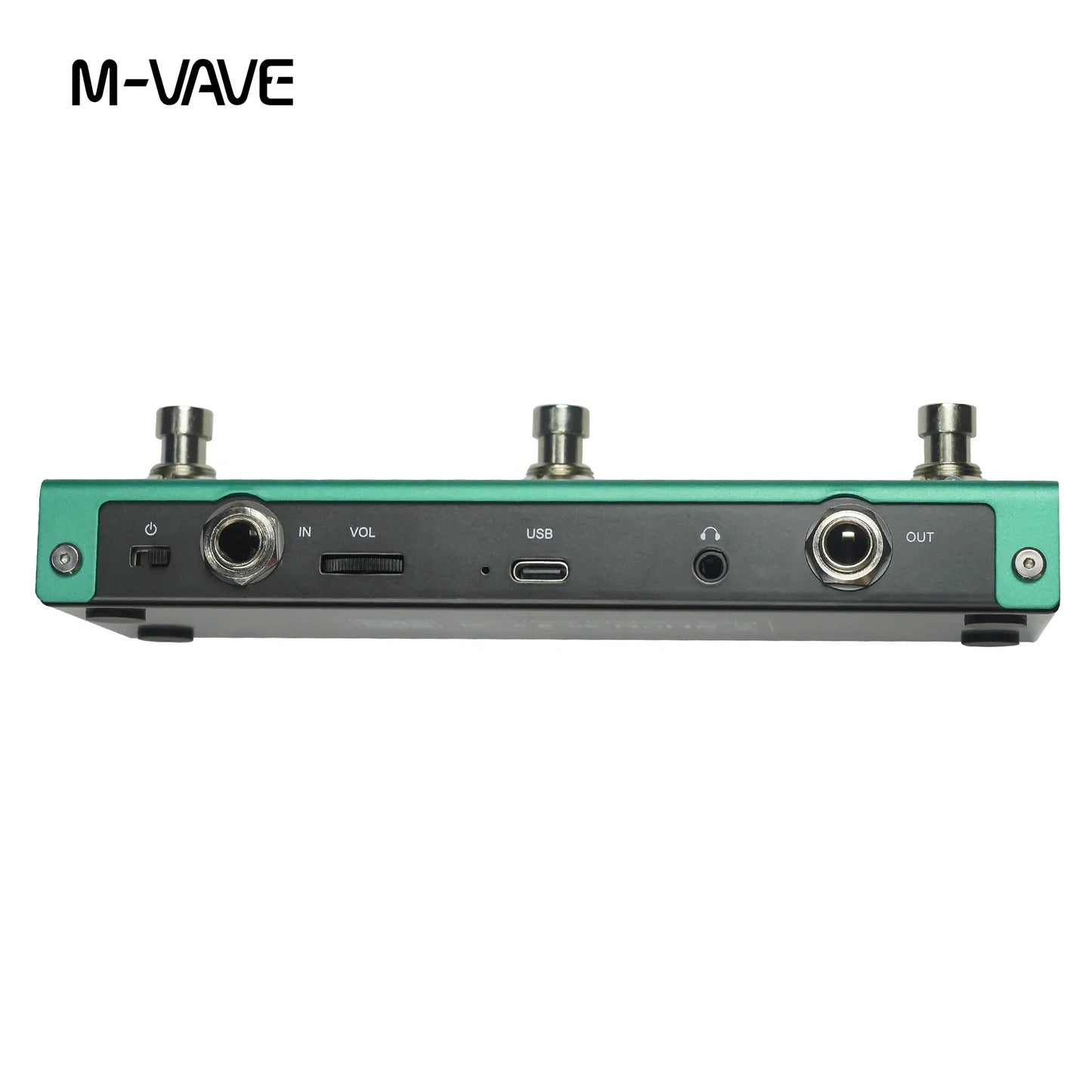 M-vave tank mini green and black effect guitar pedal with three footswitches usb port otg recording and volume control