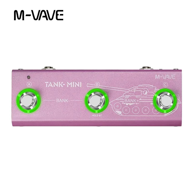 Pink metallic m-vave tank mini tank g multic guitar and bass pedal support with otg recording and built-in effects