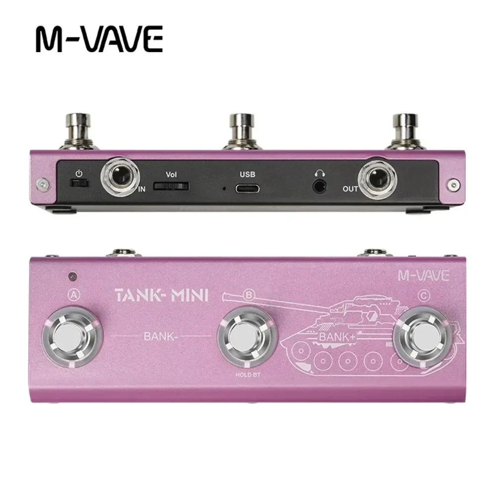 M-vave tank g multic effect guitar bass pedal with matte pink metallic finish otg recording bass pedal support