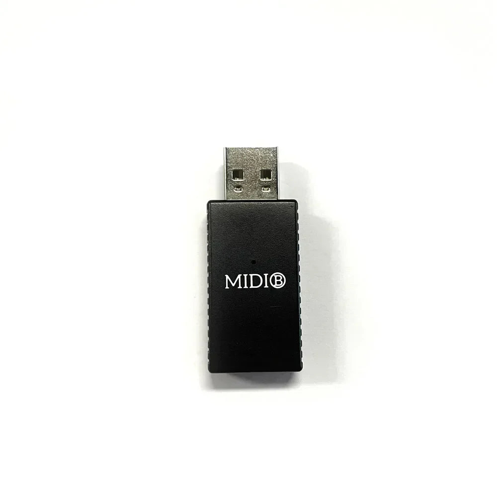 Black midi usb-to-midi adapter with matte finish and silver connector for m-vave wireless midi bluetooth midi adapter use with piano keyboard android ios