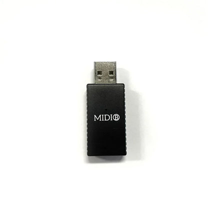 Black midi usb-to-midi adapter with matte finish and silver connector for m-vave wireless midi bluetooth midi adapter use with piano keyboard android ios