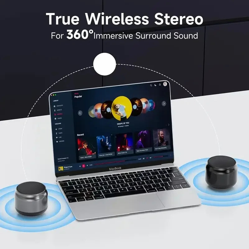 Black cylindrical m1 portable bluetooth speaker with outdoor subwoofer speaker features and speaker audio player functions