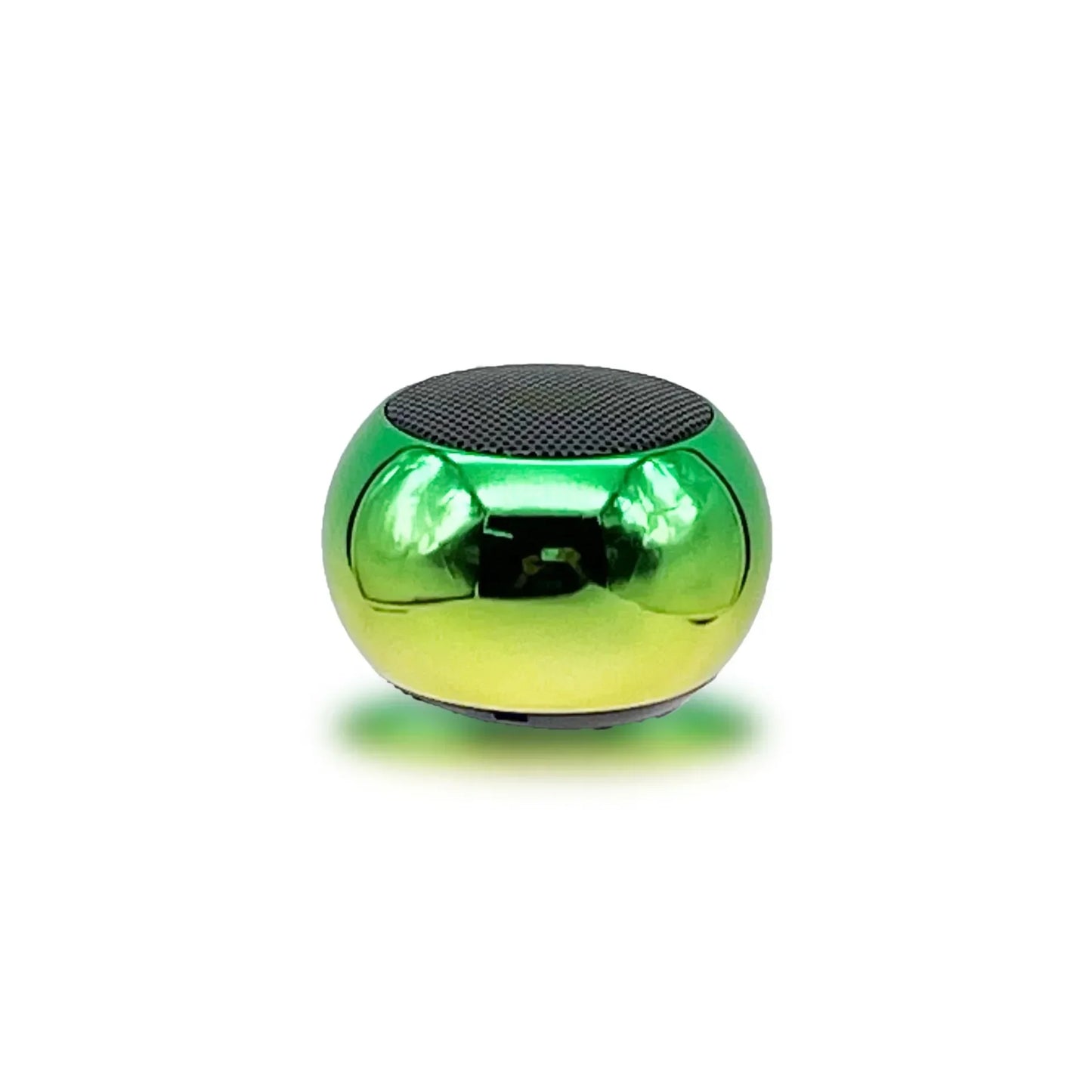 A glossy gradient green m3 wireless bluetooth speaker with a black mesh top designed for portable stereo sound
