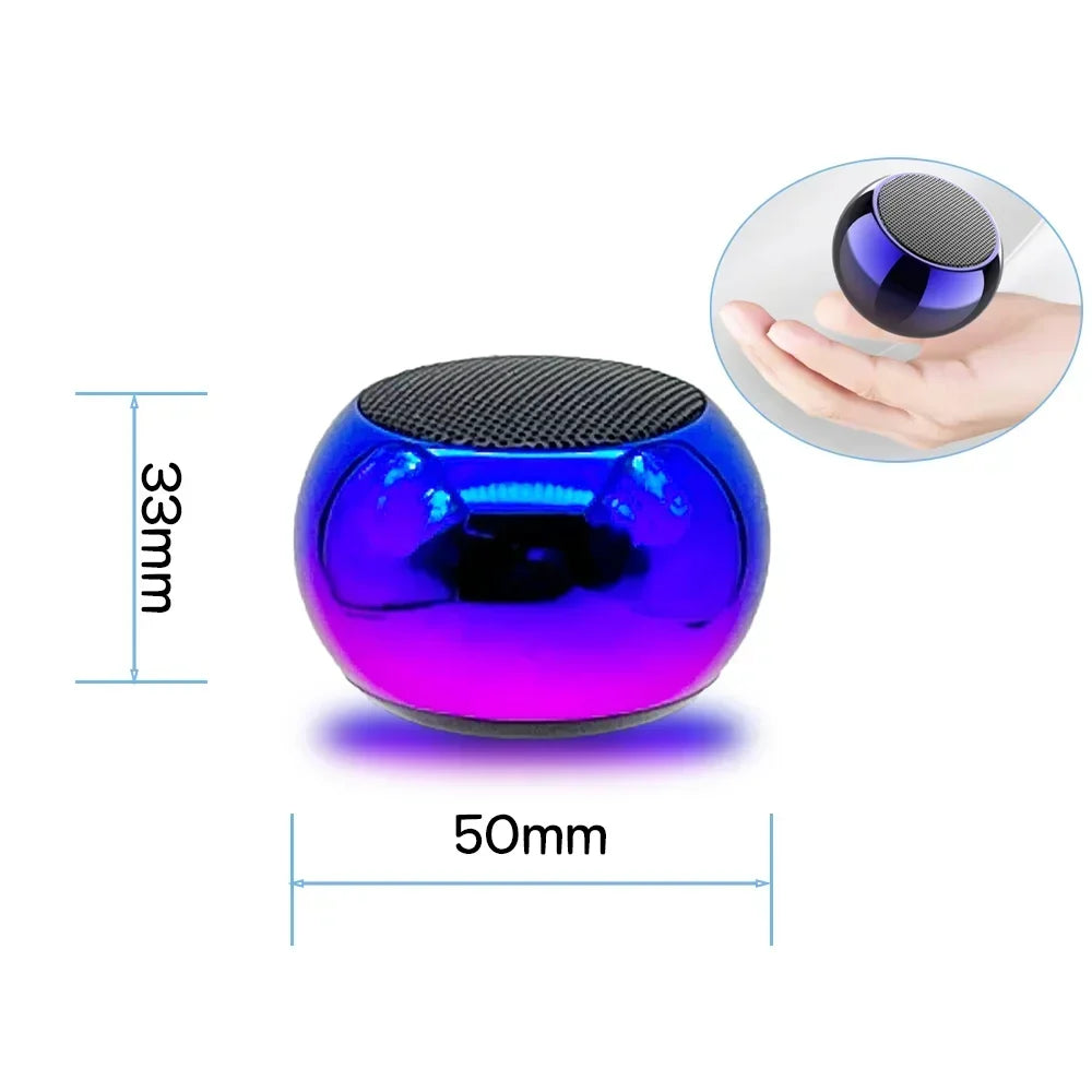 M3 wireless bluetooth speaker sound box with vibrant blue and purple gradient spherical design and black metal grille