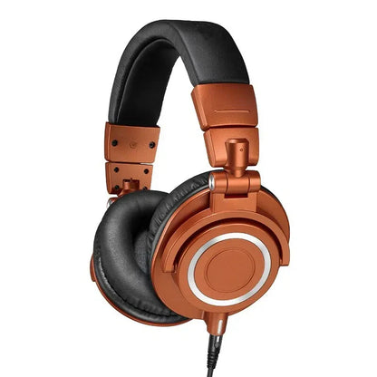 Copper-colored m50x hifi professional fully enclosed over-ear headphones with black padded earcups for game music headset use