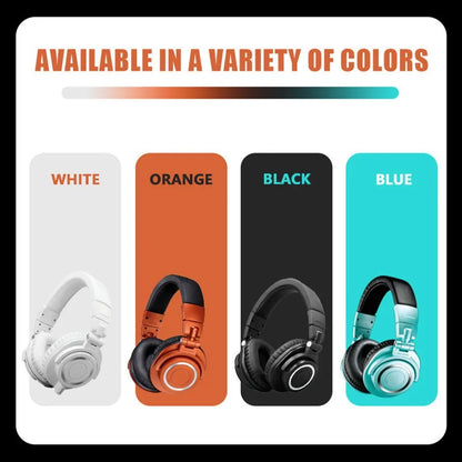 M50X hifi professional fully enclosed foldable over-ear headphones in white orange black and blue for game music headset use