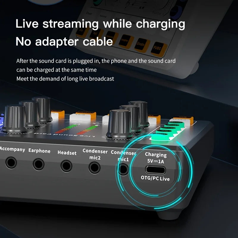 Black and silver usb sound card audio interface podcast with premium mic preamp and portable podcast production features