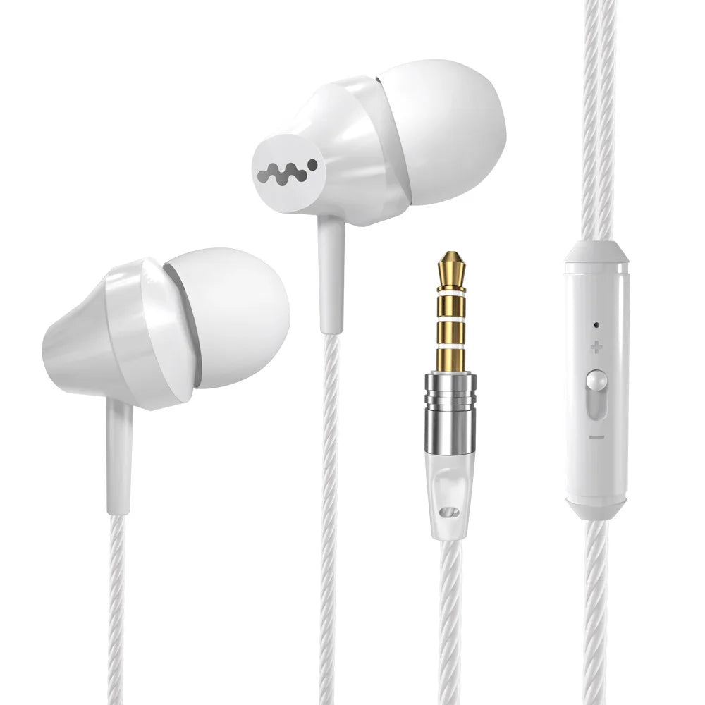White sony m8 heavy bass in ear earphones with glossy finish and gold-plated 3.5mm jack mic qulity earbud for iphone samsung sony