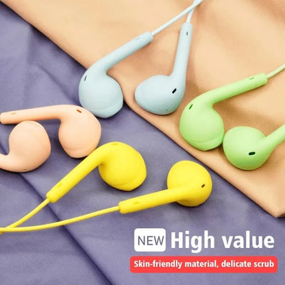Pastel-colored silicone macaron universal 3.5mm stereo earphones with wired connection and sound quality for xiaomi