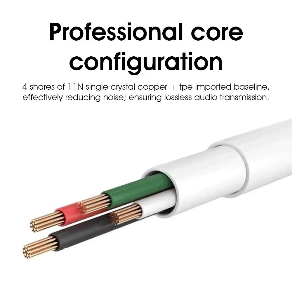 White Macaron universal 3.5mm stereo earphones cable with four colored copper wires for enhanced sound quality