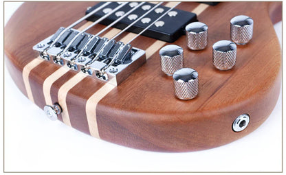 Wooden china professional active g-b50-t5 bass guitar with conjoined neck through body and polished chrome hardware