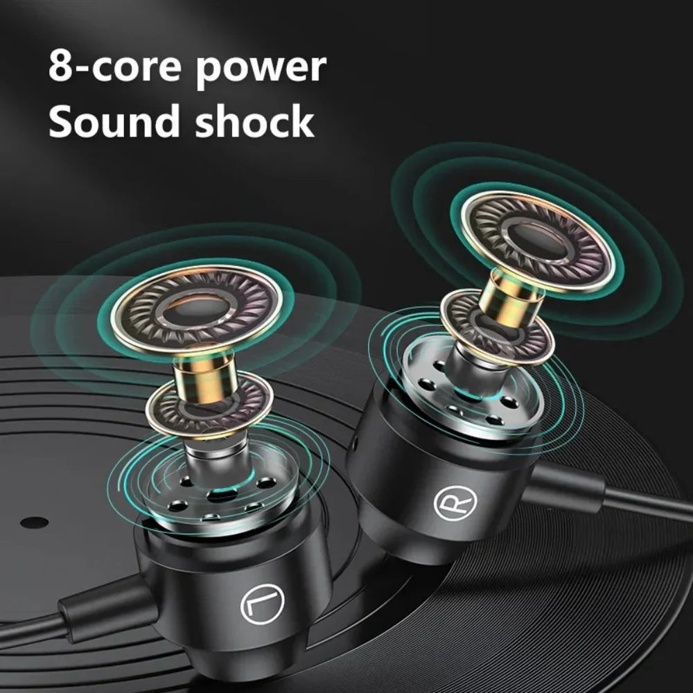 Black in-ear bending 9d hifi wired headphones with gold drivers 3.5mm and type-c wired hifi game headsets with mic
