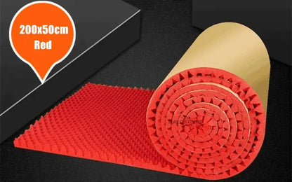 Red acoustic foam roll with textured spike surface high density egg sound insulation panels for studio and office walls