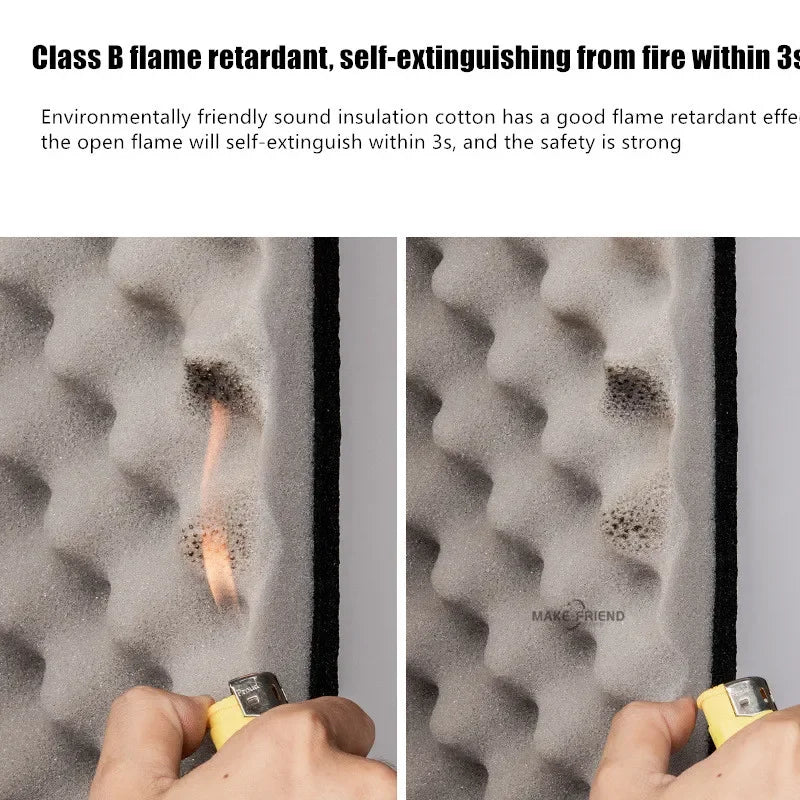 Gray textured acoustic foam egg sound insulation panels with wavy honeycomb design for studio and office walls