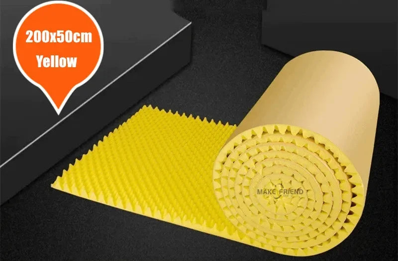 Yellow 200x50cm high density acoustic foam panel with textured egg sound insulation for studio and office walls