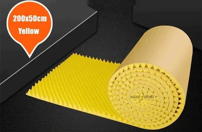 Yellow 200x50cm high density acoustic foam panel with textured egg sound insulation for studio and office walls