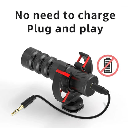 Black and red mamen professional dslr wireless lavalier microphone with 3.5mm cable for phone vlog recording and dslr use