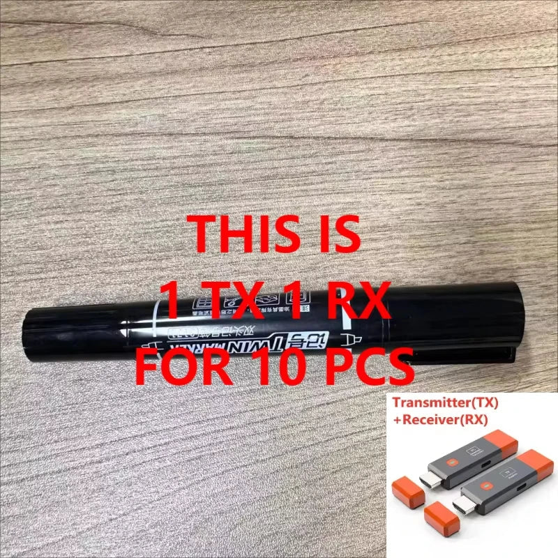 Black cylindrical usb transmitter with orange caps and silver accents labeled 1 tx 1 rx for manchez sound card mixer console dj karaoke and professional computer recording set of ten