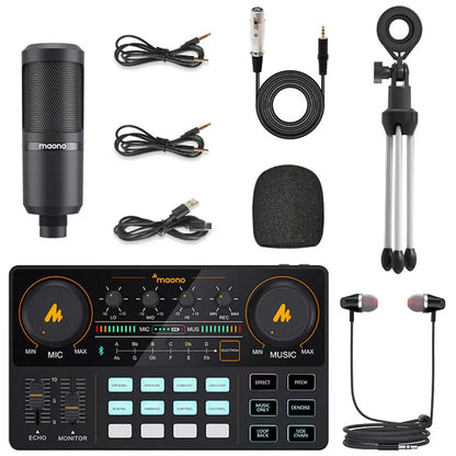 Black maono am200-s1 usb audio interface with dual knobs led display and buttons for live streaming recording sound card kit