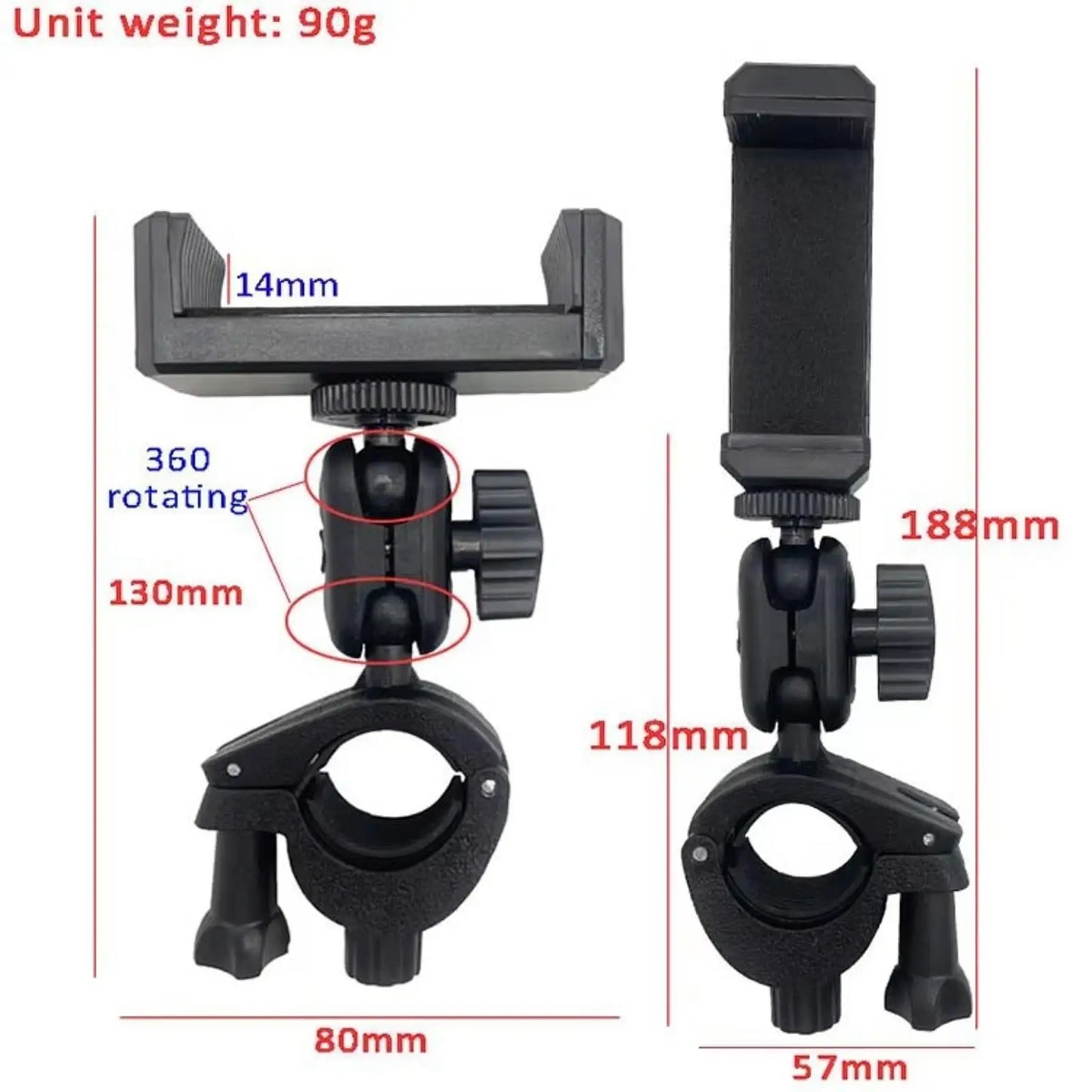 Black plastic marching band music lyre phone holder adjustable sturdy with 360-degree rotating joint and clamp