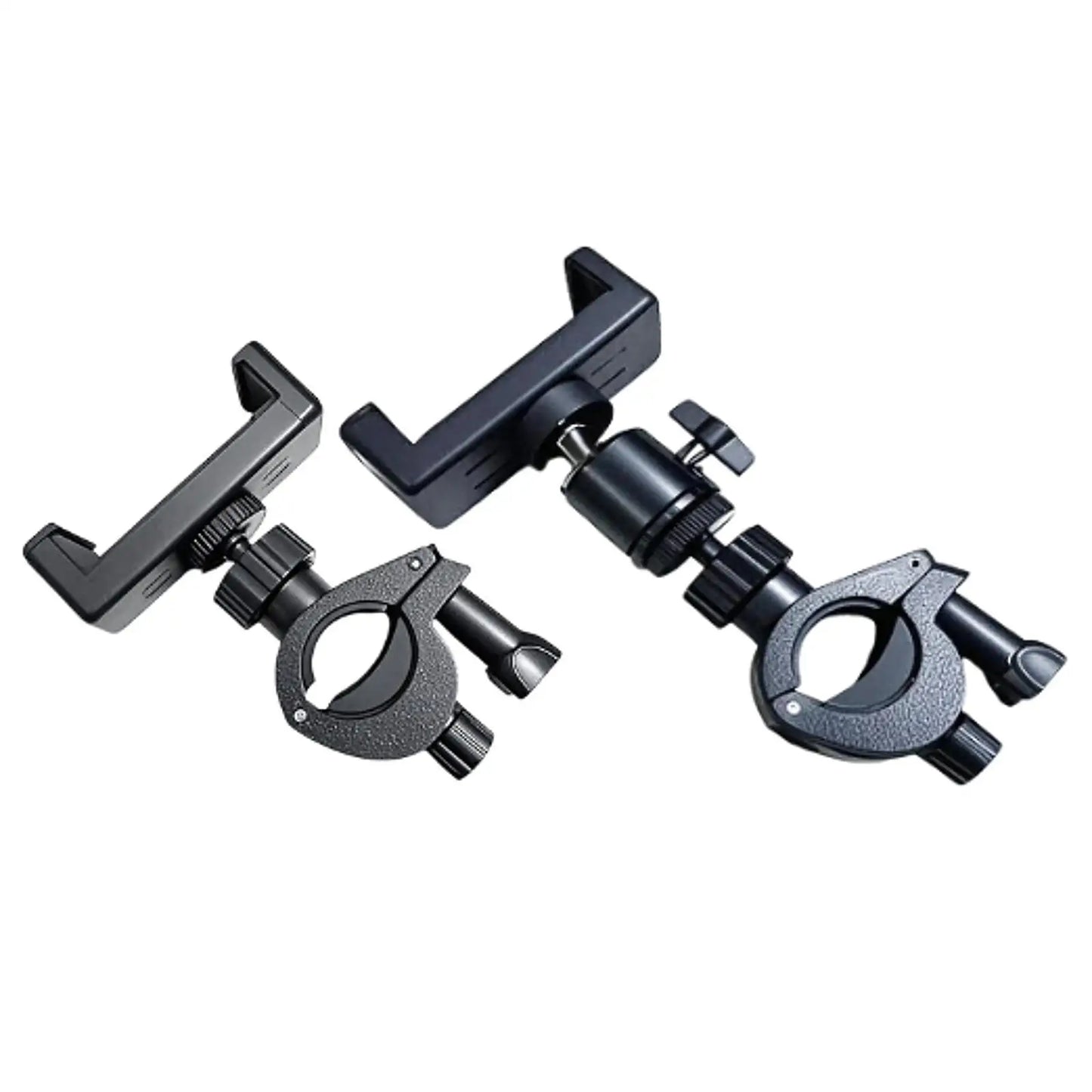 Black adjustable music lyre phone holder mount trumpet with ball joint clamp for secure attachment in marching band music use