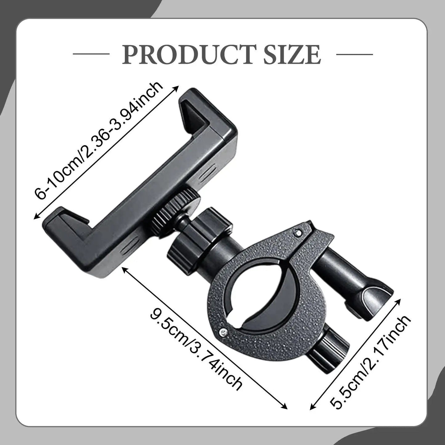 Black plastic music lyre phone holder mount trumpet with adjustable clamp and rotating arm for marching band music use