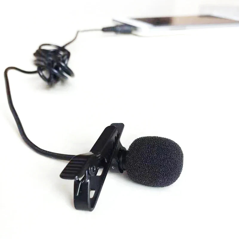 Black mc01 portable lavalier usb mic with foam windscreen clip and coiled cable 5mm condenser microphone for devices