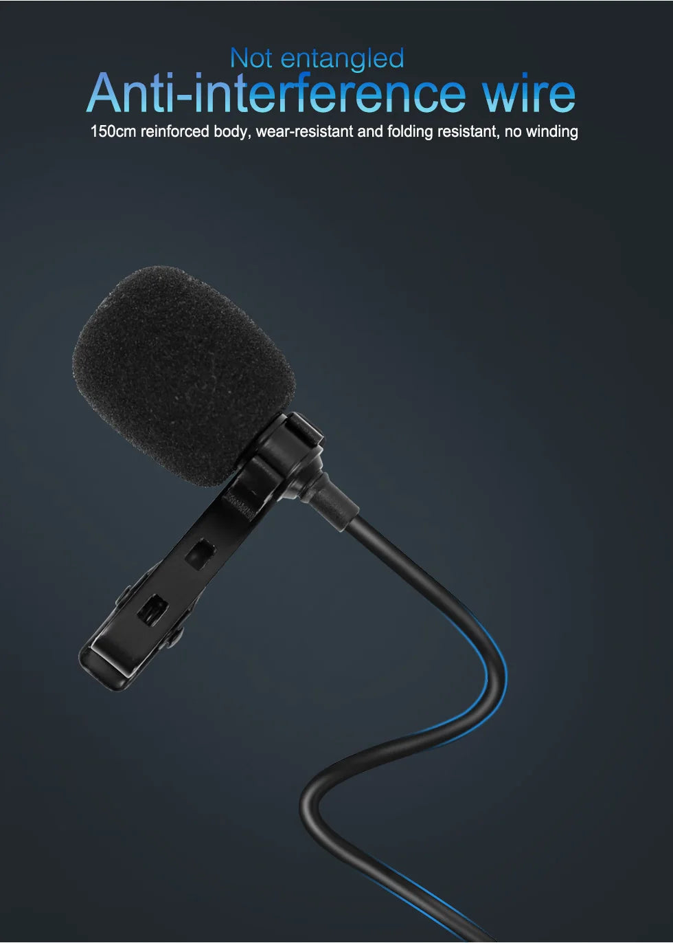 Black mc01 portable lavalier usb mic with foam windscreen clip metal 5mm condenser microphone for phone pc laptop
