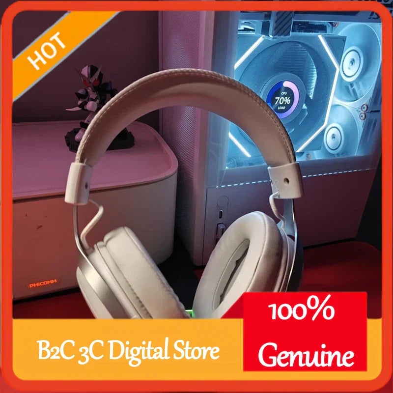 White mchose v9 pro wireless over-ear gaming headphones with padded earcups and low delay three mode microphone noise reduction