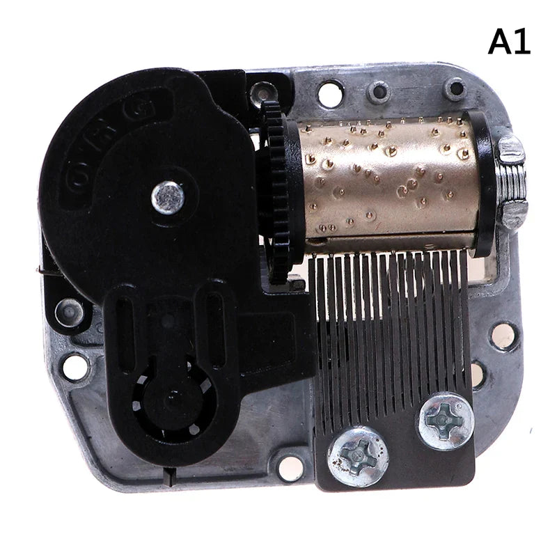 Black plastic and brass music box sankyo mechanical diy windup music box mechanism with gears cylinder and screws