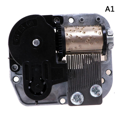 Black plastic and brass music box sankyo mechanical diy windup music box mechanism with gears cylinder and screws