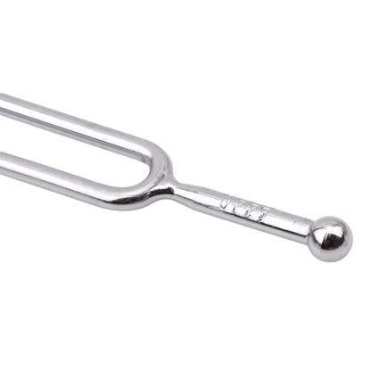 Silver stainless steel tuning fork 440hz with polished finish and engraved markings for hammer healing sound and percussion use