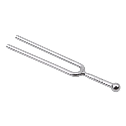 Silver stainless steel tuning fork 440hz with two prongs and rounded handle for hammer healing sound and sound percussion instrument