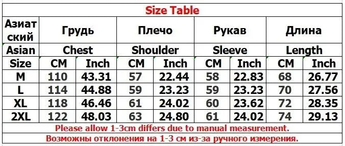 Asian size chart table with chest shoulder sleeve and length measurements in cm and inches for men rock gothic embroidery graphic y2k hoodie sizes m to 2xl