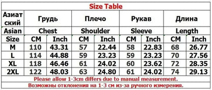 Asian size chart table with chest shoulder sleeve and length measurements in cm and inches for men rock gothic embroidery graphic y2k hoodie sizes m to 2xl