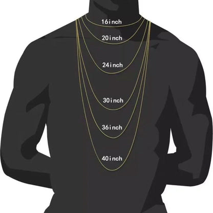 Gold-colored men women hip hop cross shiny pendant necklace with 4mm zircon tennis chain in varying lengths from 16 to 40 inches