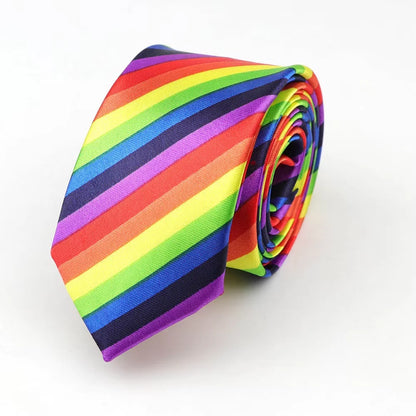Mens classic skinny tie with vibrant rainbow stripes made of colorful musical notes printed piano polyester for party use
