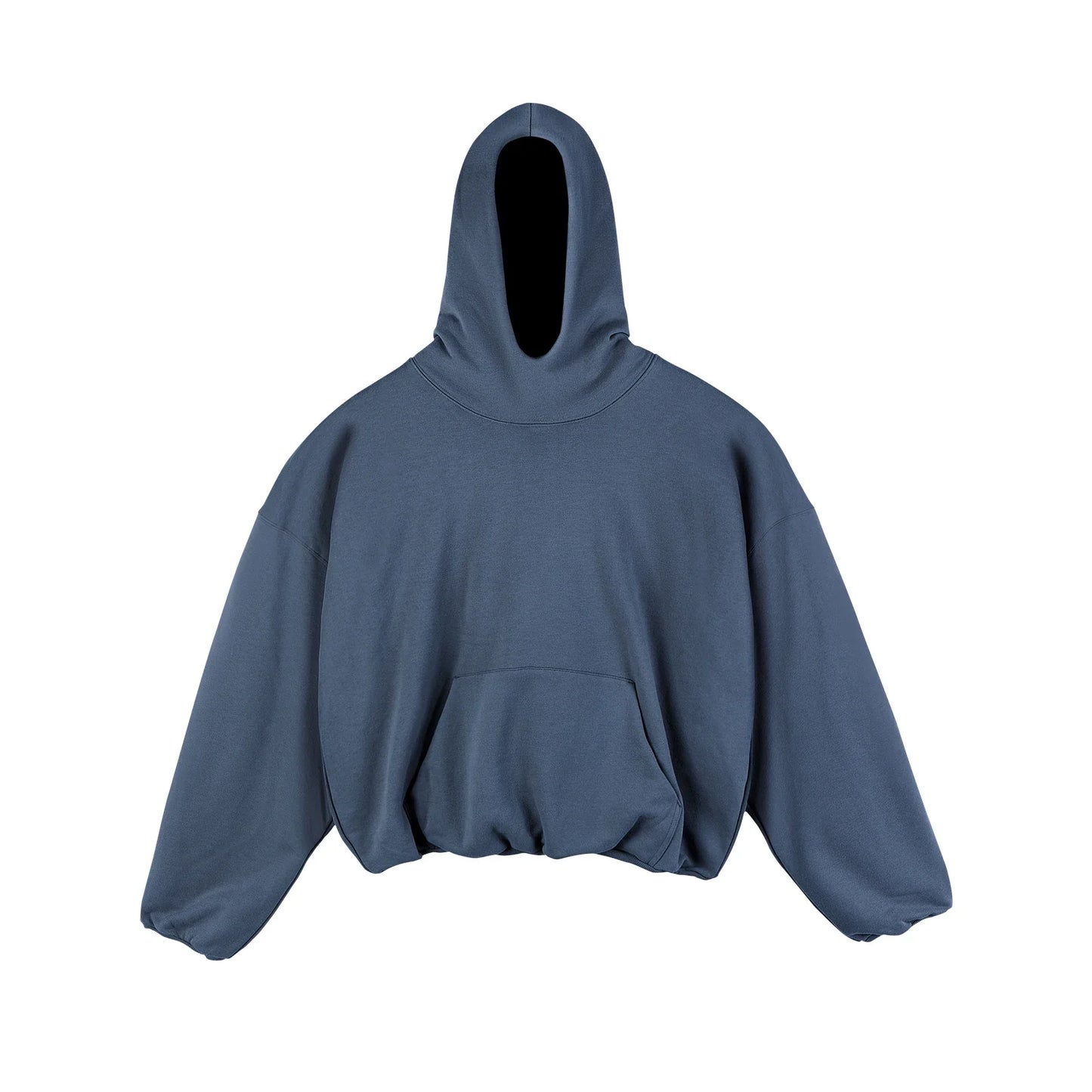 Men’s dark blue oversized hip hop hoodie with cropped fit elastic cuffs loose fit hooded sweatshirt for casual wear