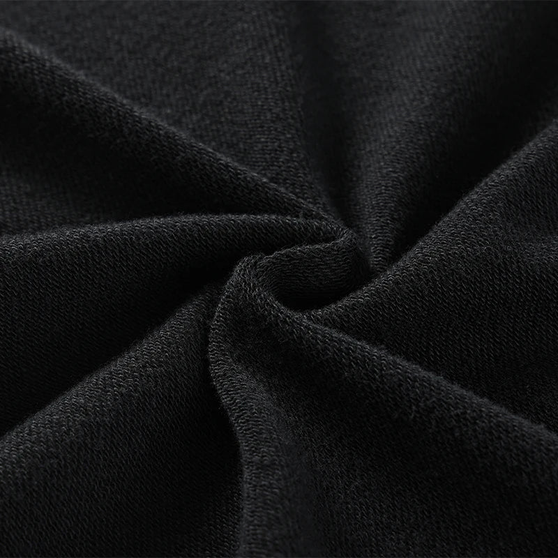 Black soft-textured knit fabric of men’s street wear oversize hoodie sportswear harajuku with harajuku retro pattern