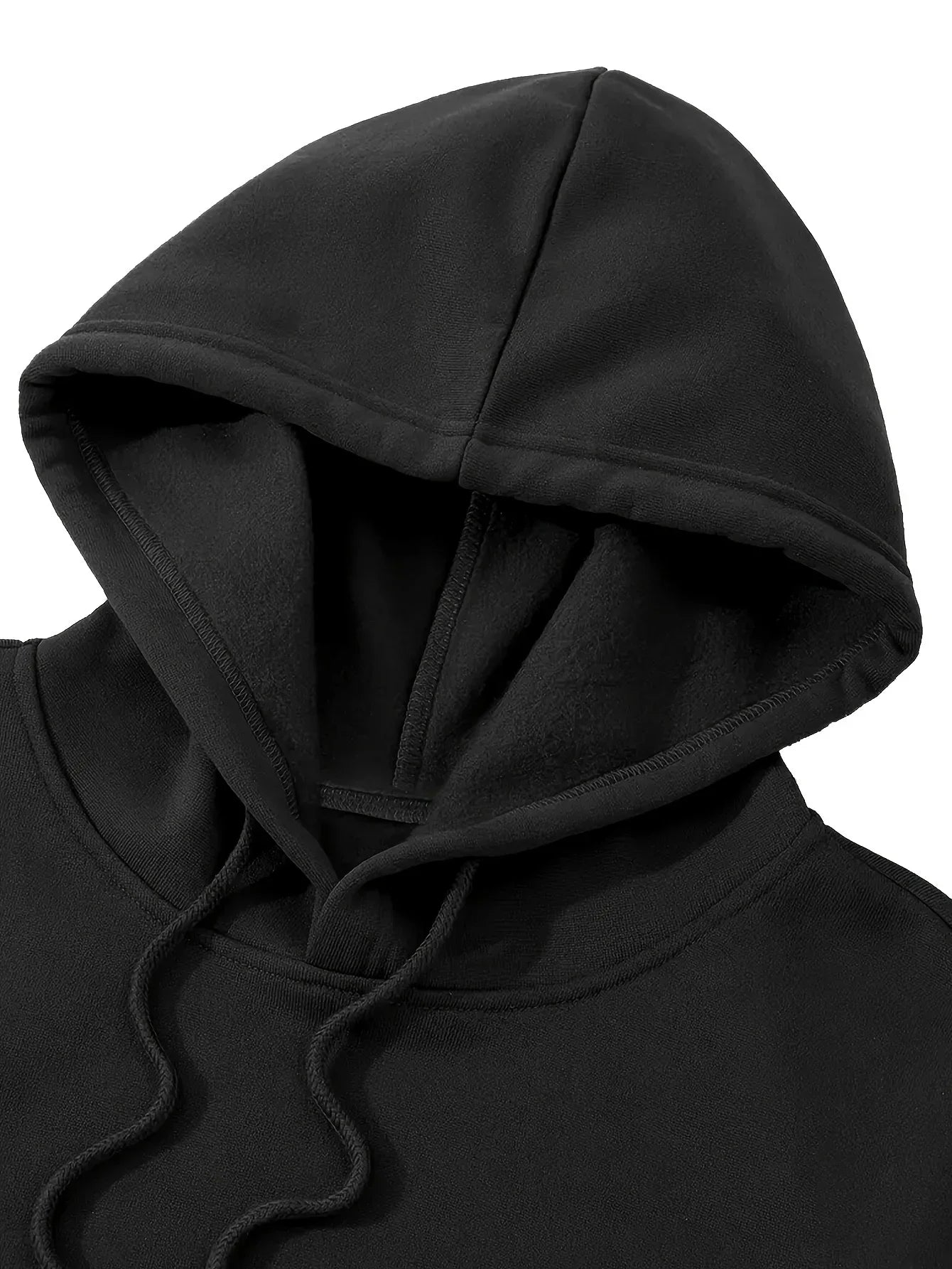 Black men’s hip hop cartoon printed hoodie loose fit with pocket details autumn soft ribbed interior lining