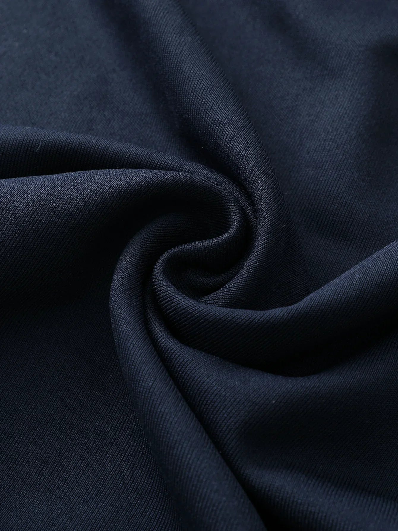 Dark navy blue knit fabric of men’s hip hop cartoon printed hoodie loose with pocket details autumn and winter design