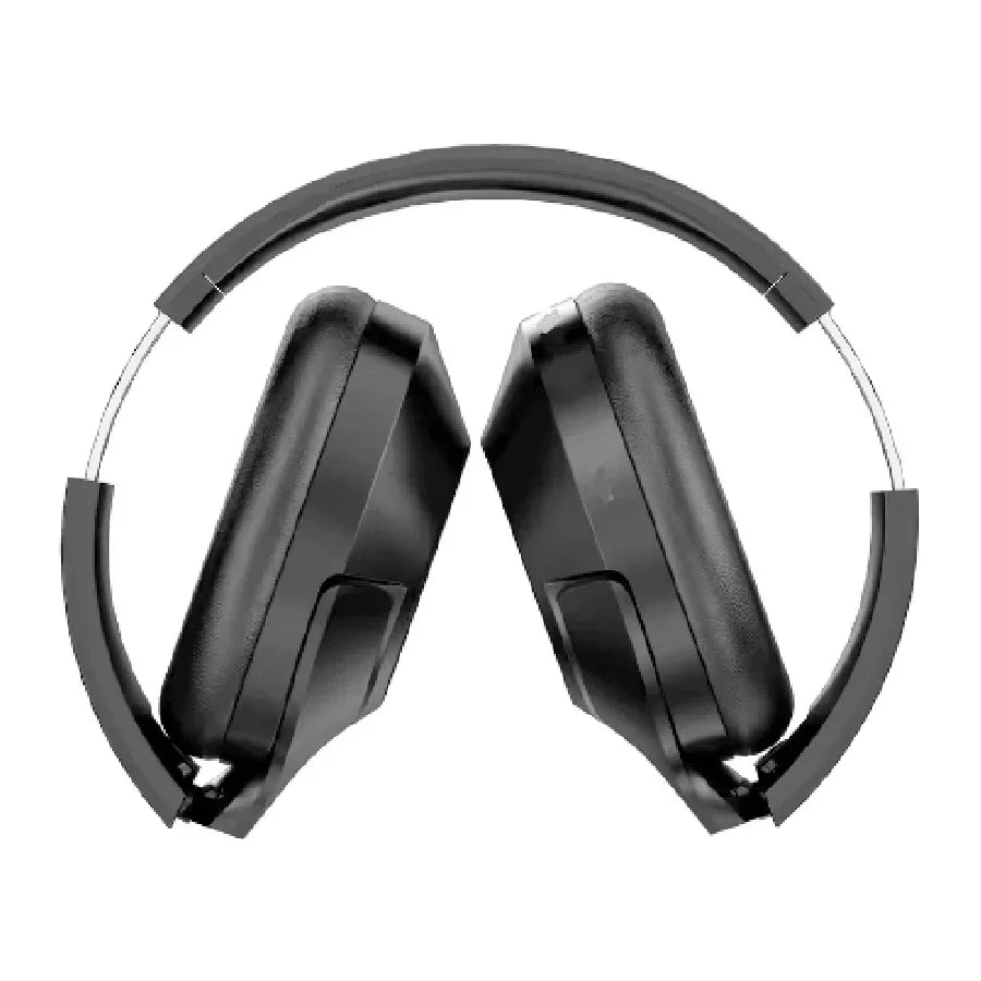 Black over-ear metal detector earphone with sleek minimalist design and adjustable headband for professional use