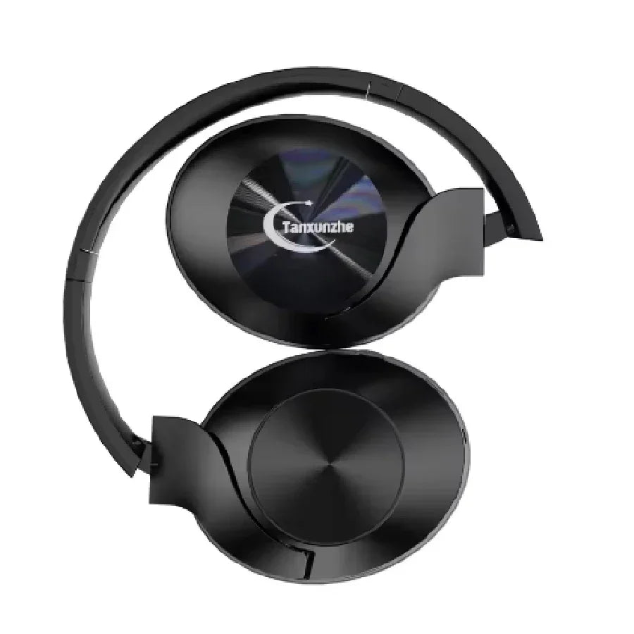 Black over-ear metal detector earphone with sleek design and tanzunzhe logo for professional metal detector use
