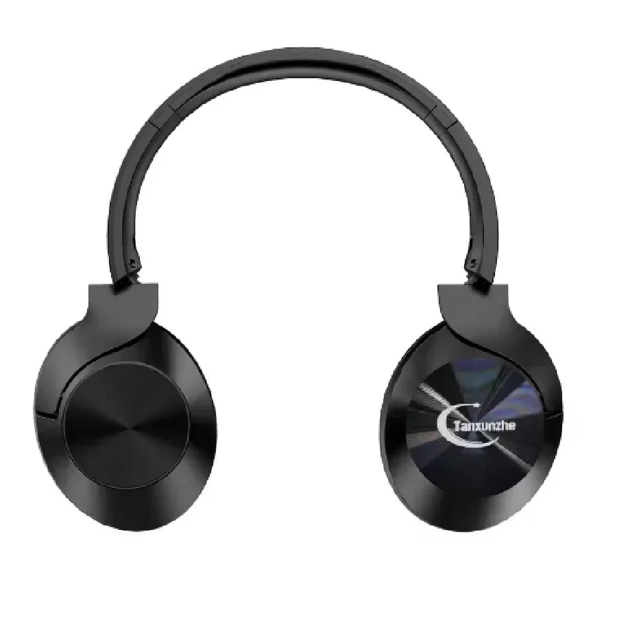 Black over-ear metal detector earphone with sleek modern design and tanzunzhe logo for professional metal detector use