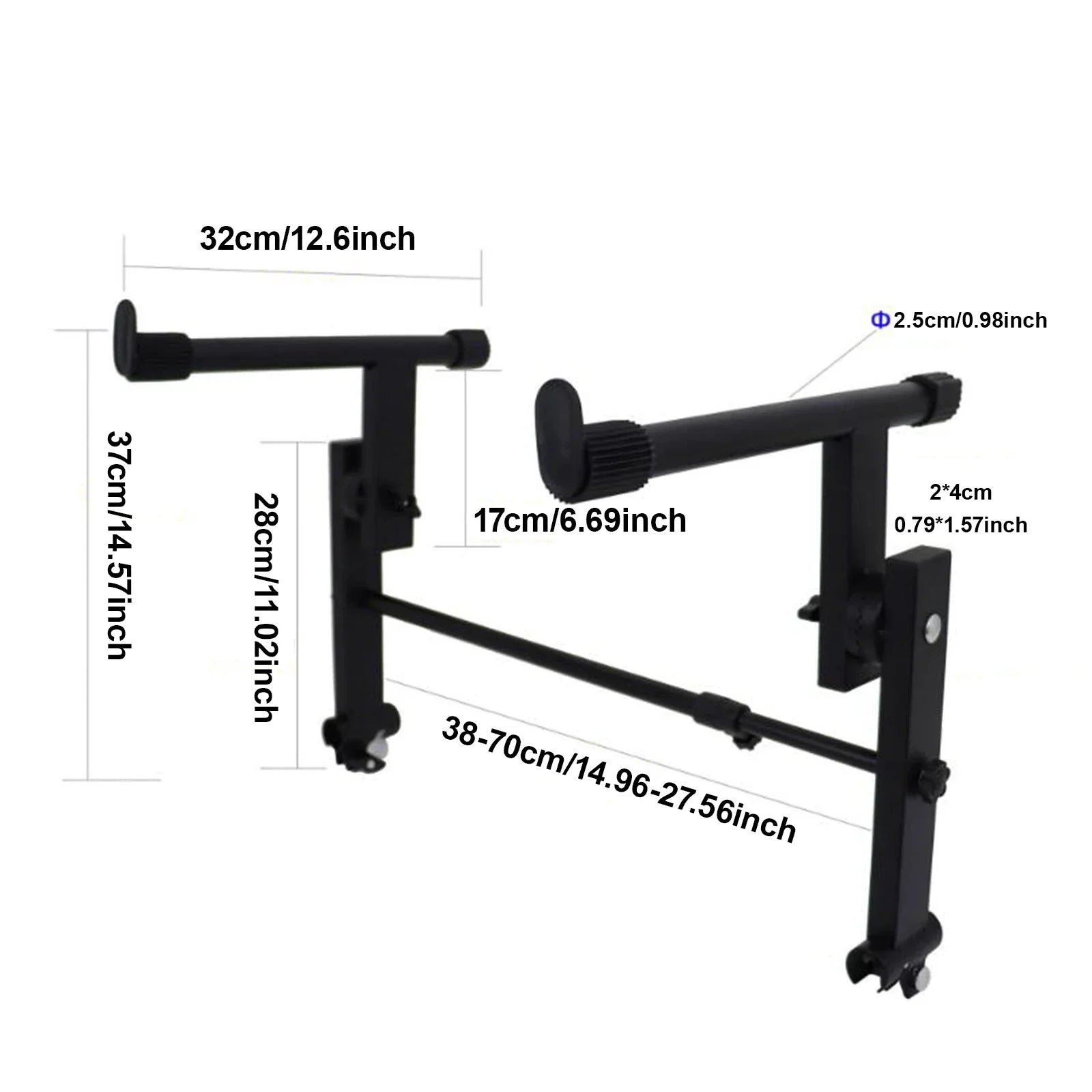 Black metal electric piano rack with adjustable extendable arms caster wheels and stand extension stacking for keyboards