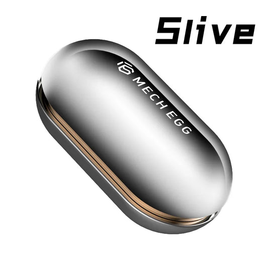 Silver metallic charging case with gold trim for metal fidget slider mechanical egg anxiety pocket stress relief toy